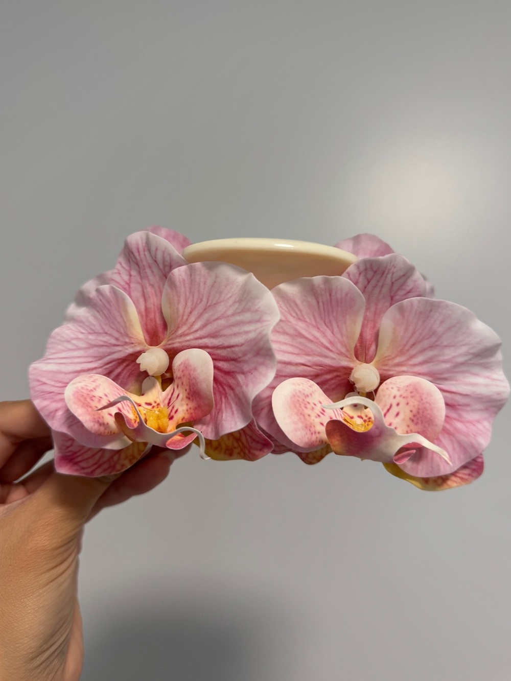 Handmade Pink Orchid Hair Claw Clip